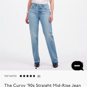 Madewell Curvy ‘90s Straight Mid-rise Jean in Barbosa Wash